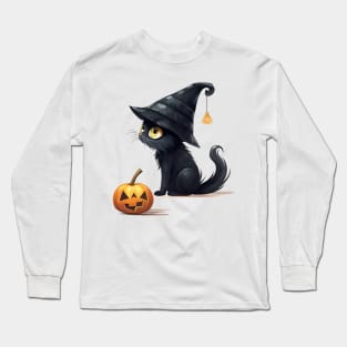 black cats cartoon for halloween Long Sleeve T-Shirt